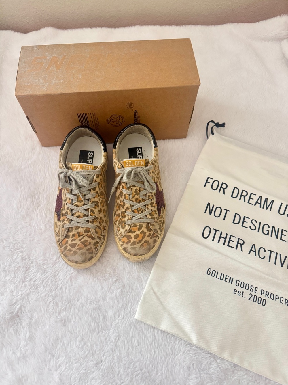 Golden Goose GGDB super star sneakers in leopard / women size 7 - Picture 3 of 10
